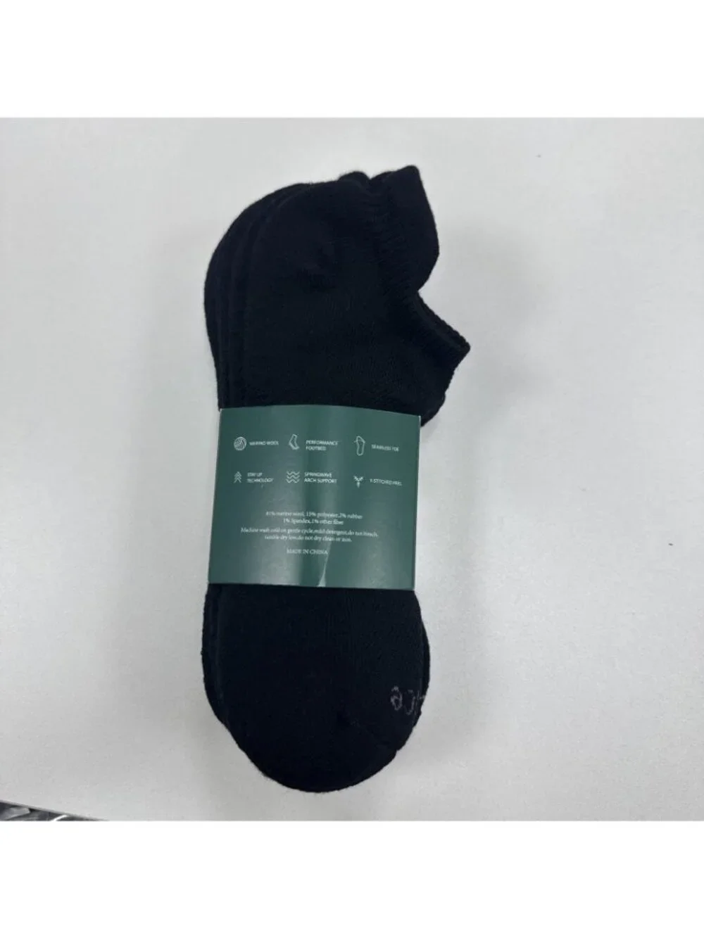 Quince Men's Merino Wool Ankle Socks 4-Pack in Black Size M/L 8.5-12
